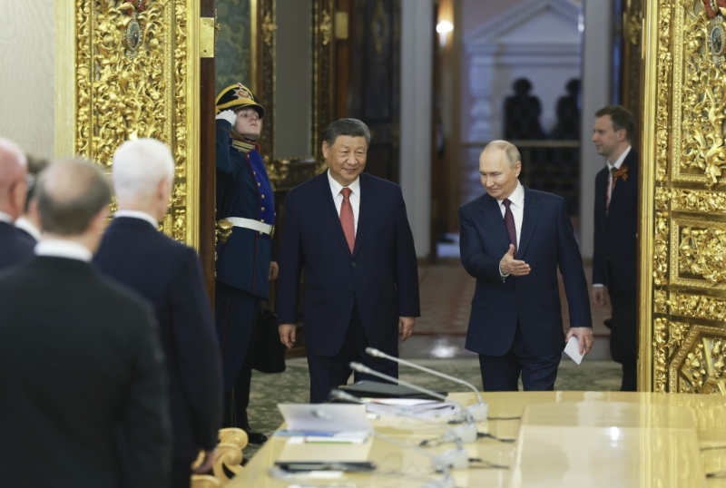 5月8日,普京同习近平在莫斯科举行会谈。 新华社 5月8日,普京同习近平在莫斯科举行会谈。 新华社