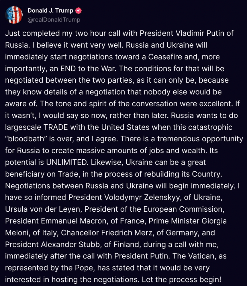 特朗普发文 特朗普发文