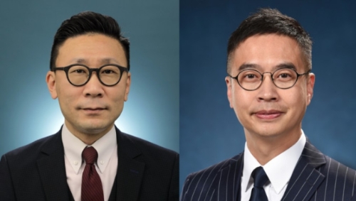 深水埗民政专员黄昕然(左)升职任民青局副秘,油尖旺民政专员余健强(右)兼任深水埗专员。 深水埗民政专员黄昕然(左)升职任民青局副秘,油尖旺民政专员余健强(右)兼任深水埗专员。