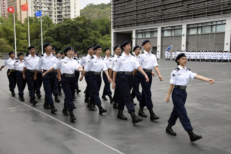 领袖团仪仗队首次表演无口令花式步操。 领袖团仪仗队首次表演无口令花式步操。