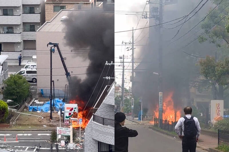 东京地盘爆炸起火,疑工程破坏地下燃气管。X平台 东京地盘爆炸起火,疑工程破坏地下燃气管。X平台