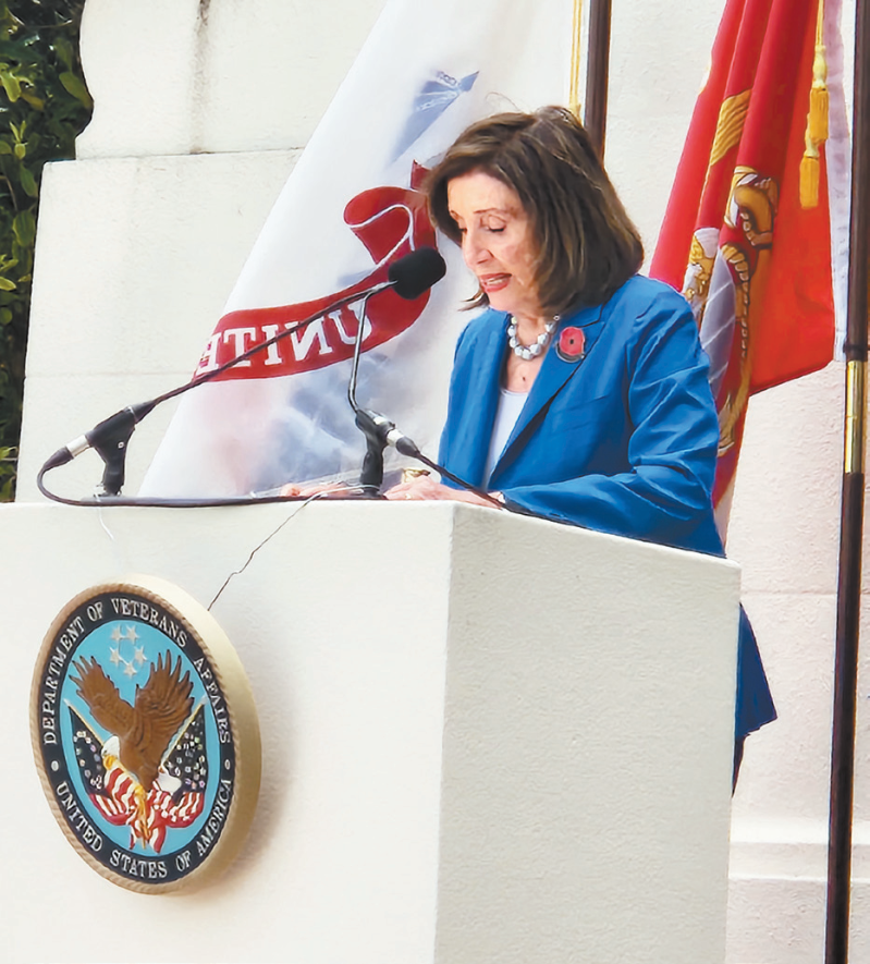 美国前众议院议长佩洛西致词。 美国前众议院议长佩洛西致词。