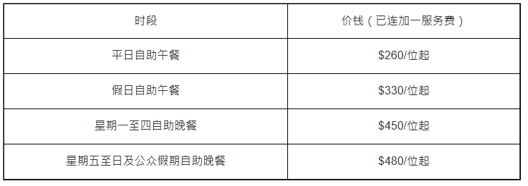 尚厨长者自助餐优惠价目表 尚厨长者自助餐优惠价目表