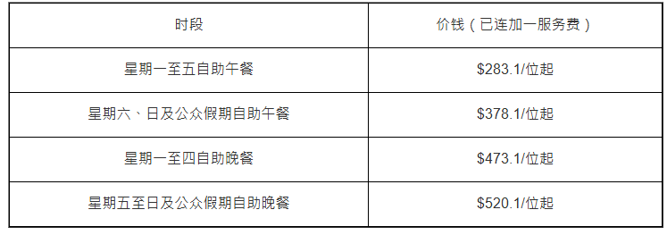 The Astor 长者自助餐优惠价目表 The Astor 长者自助餐优惠价目表