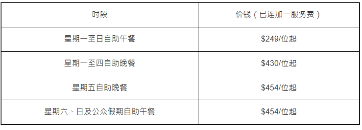 Le Café咖啡厅长者自助餐优惠价目表 Le Café咖啡厅长者自助餐优惠价目表