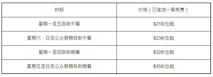City Café长者自助餐优惠价目表 City Café长者自助餐优惠价目表