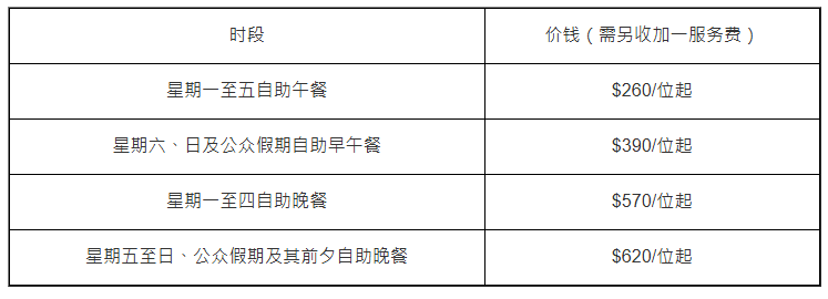 Alva House长者自助餐优惠价目表: Alva House长者自助餐优惠价目表: