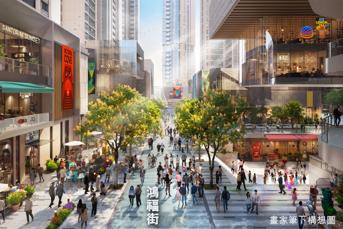 团队将原本为单线行车的鸿福街改划为步行街,两旁加以美化和绿化。 韦志成网志构想图 团队将原本为单线行车的鸿福街改划为步行街,两旁加以美化和绿化。 韦志成网志构想图