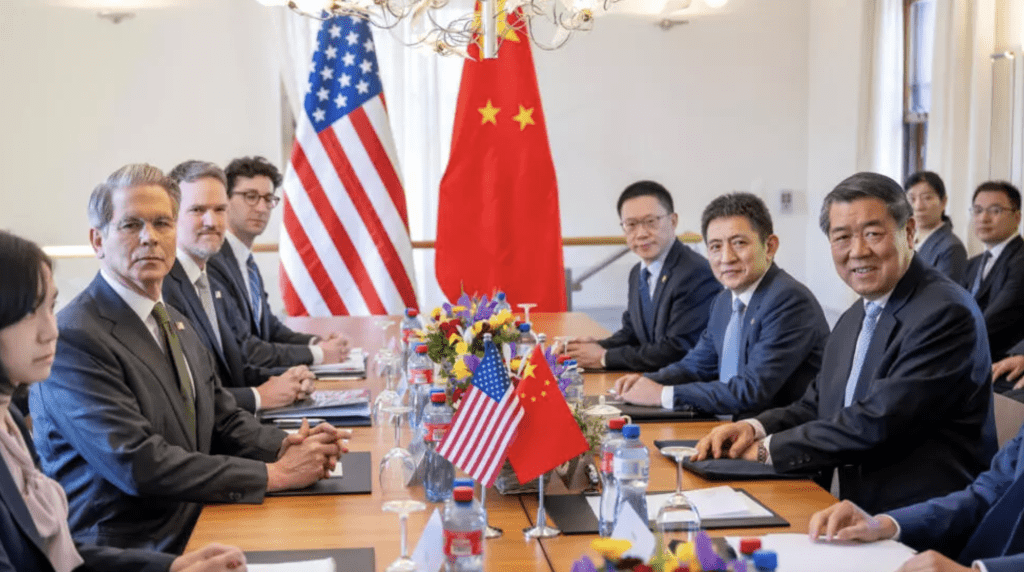 图为中美双方早前在日内瓦举行会议。 图为中美双方早前在日内瓦举行会议。