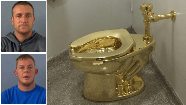 两贼涉盗窃邱吉尔故居18K黄金马桶判囚。 两贼涉盗窃邱吉尔故居18K黄金马桶判囚。