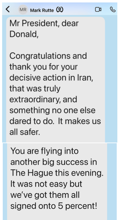 特朗普上载与吕特对话截图。1 特朗普上载与吕特对话截图。1