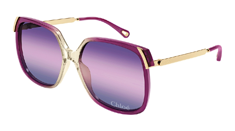 Chloé特大方框太阳眼镜配以醋酸纤维前框和金属镜臂,复古的三层渐变色镜片,其中左镜片更以雷射雕刻上品牌标志。($3,340) Chloé特大方框太阳眼镜配以醋酸纤维前框和金属镜臂,复古的三层渐变色镜片,其中左镜片更以雷射雕刻上品牌标志。($3,340)
