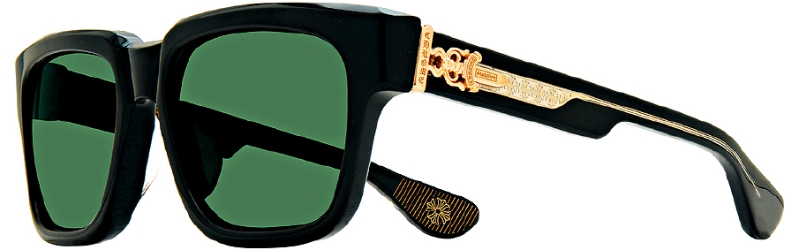 Chrome Hearts Box Officer黑色22K太阳眼镜,方形粗框缀以22K金CH Dagger匕首装饰,辨识度高。($116,150) Chrome Hearts Box Officer黑色22K太阳眼镜,方形粗框缀以22K金CH Dagger匕首装饰,辨识度高。($116,150)