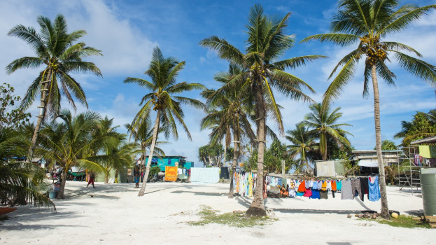 吐瓦鲁上受海平面上升威胁。法新社 吐瓦鲁上受海平面上升威胁。法新社