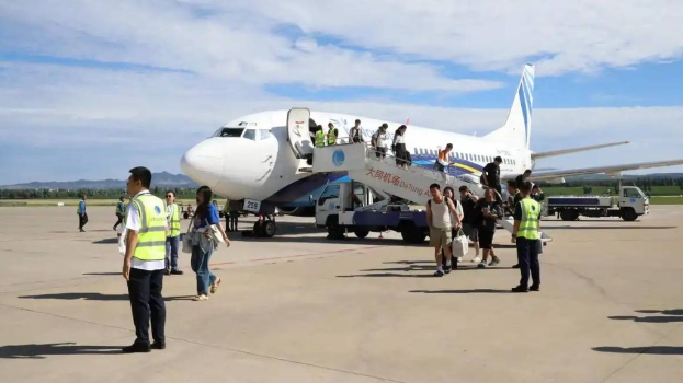 山西大同至莫斯科国际直飞航线成功首航。 央视截图 山西大同至莫斯科国际直飞航线成功首航。 央视截图