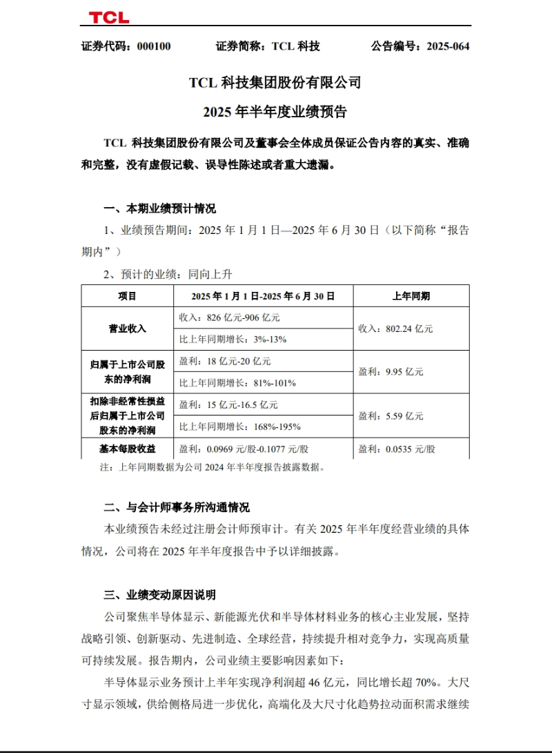 业绩预告 业绩预告