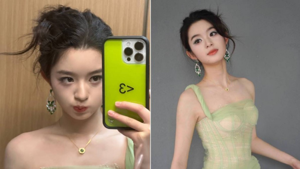 黄杨钿甜配戴身价逾200万人民币的翡翠耳环,被质疑炫富。 黄杨钿甜配戴身价逾200万人民币的翡翠耳环,被质疑炫富。