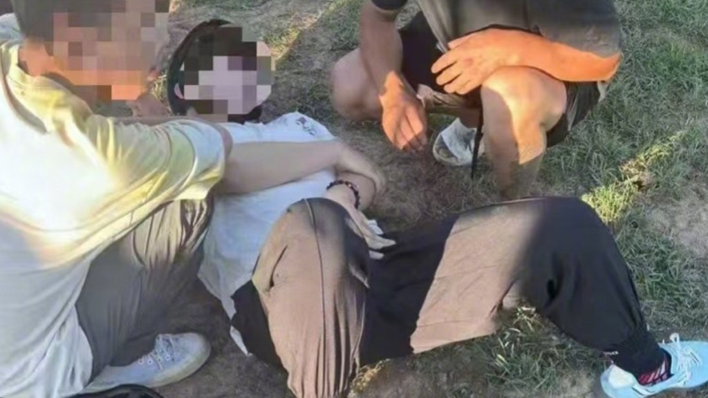 盛先生被马匹踢中后受伤倒地。 盛先生被马匹踢中后受伤倒地。