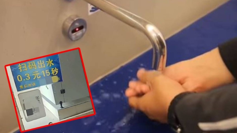 辽宁有海洋乐园的洗手间,贴出扫码付费限时洗手引起讨论。 辽宁有海洋乐园的洗手间,贴出扫码付费限时洗手引起讨论。