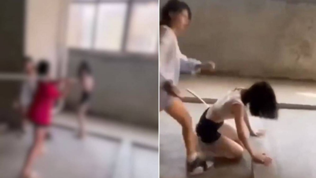 受害女童被逼脱剩胸围,遭各种暴力施虐。 受害女童被逼脱剩胸围,遭各种暴力施虐。