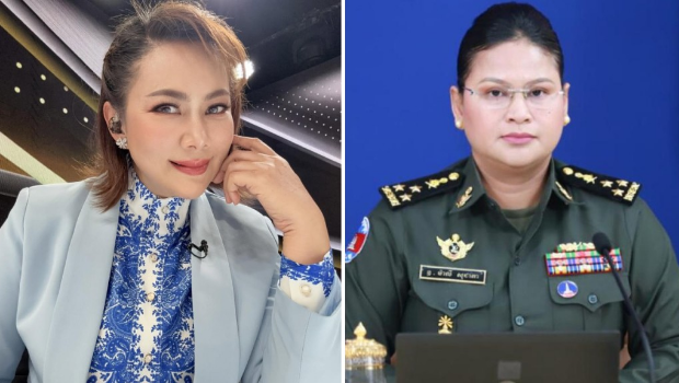 潘纳达(左)获任命为泰柬边境局势中心泰方临时发言人,右图为柬埔寨国防部发言人马莉淑洁达中将 潘纳达(左)获任命为泰柬边境局势中心泰方临时发言人,右图为柬埔寨国防部发言人马莉淑洁达中将