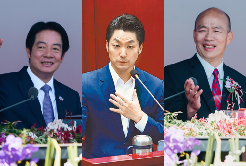 传赖清德(左)为安抚党员喊出“蒋万安(中)没有那么强,跟韩国瑜(右)差不多而已”,引发讨论。 传赖清德(左)为安抚党员喊出“蒋万安(中)没有那么强,跟韩国瑜(右)差不多而已”,引发讨论。