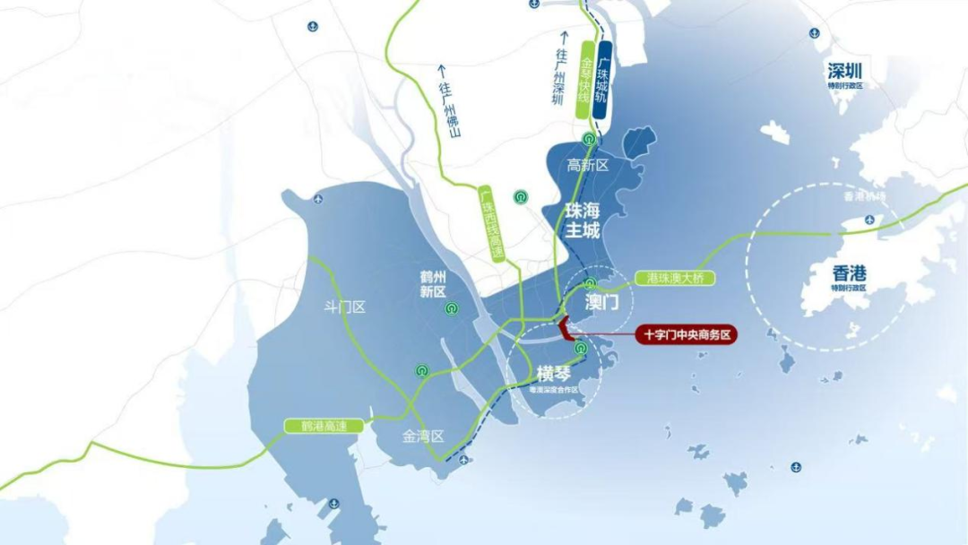 图为珠海十字门中央商务区区位图 图为珠海十字门中央商务区区位图