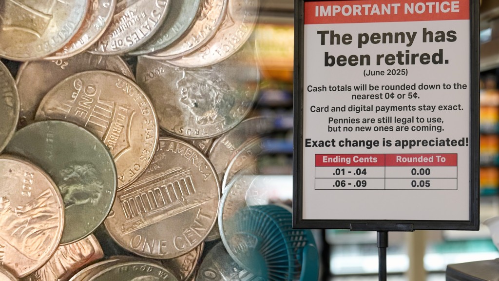 1美分硬币停产导致硬币数量不足,交易混乱。 1美分硬币停产导致硬币数量不足,交易混乱。