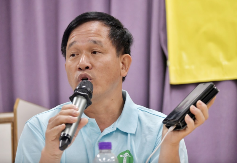 港九搭棚同敬工会理事长何炳德。 港九搭棚同敬工会理事长何炳德。