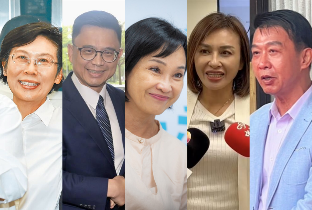 柯志恩(中)力拼赖瑞隆(左2)、邱议莹(右2)、林岱桦(左1)、许智杰(右1),民调不落下风。 柯志恩(中)力拼赖瑞隆(左2)、邱议莹(右2)、林岱桦(左1)、许智杰(右1),民调不落下风。