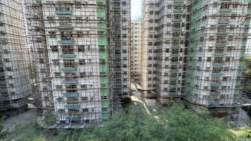 清丽苑已拆除外墙棚网。 清丽苑已拆除外墙棚网。