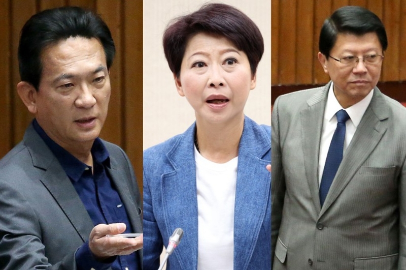 左起为绿委林俊宪、陈亭妃、蓝委谢龙介 左起为绿委林俊宪、陈亭妃、蓝委谢龙介