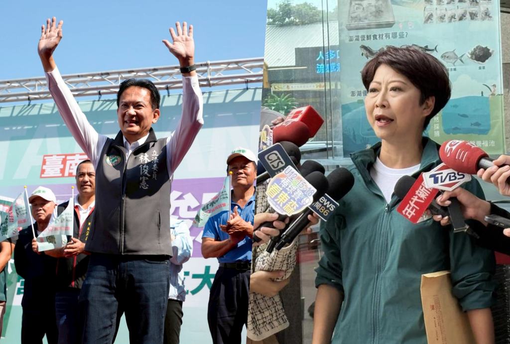 林俊憲(左)日前民調出現純綠支持度超車陳亭妃(右)的趨勢,台南初選白熱化。(合成圖/林俊憲臉書、資料照)