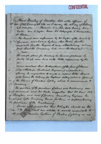 首份董事局会议纪录 首份董事局会议纪录