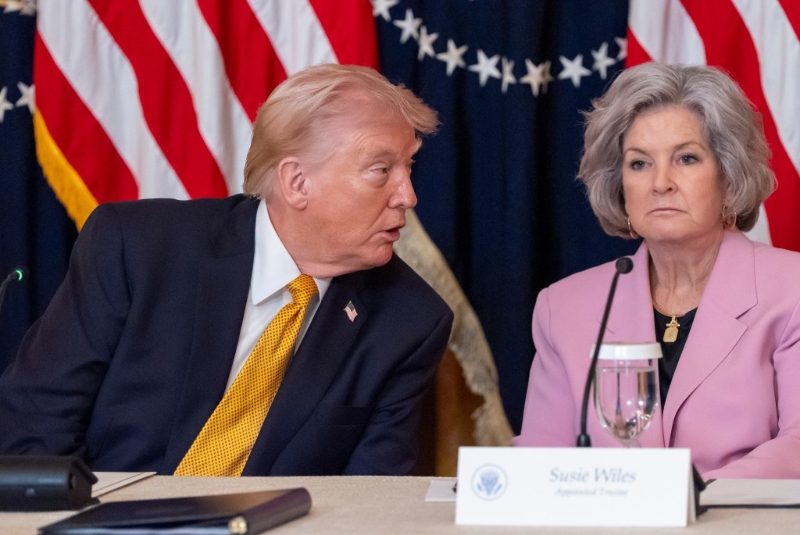 特朗普证实威尔斯(右)确诊乳癌。 特朗普证实威尔斯(右)确诊乳癌。