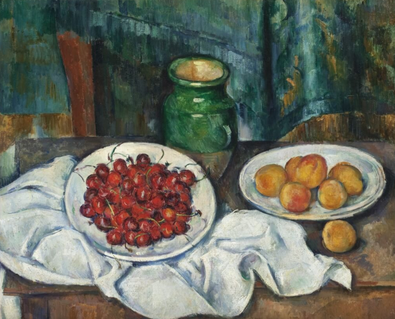图为塞尚作品《樱桃和桃子》 图为塞尚作品《樱桃和桃子》