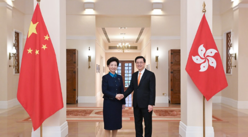 李家超欢迎国务委员谌贻琴率团来港 李家超欢迎国务委员谌贻琴率团来港