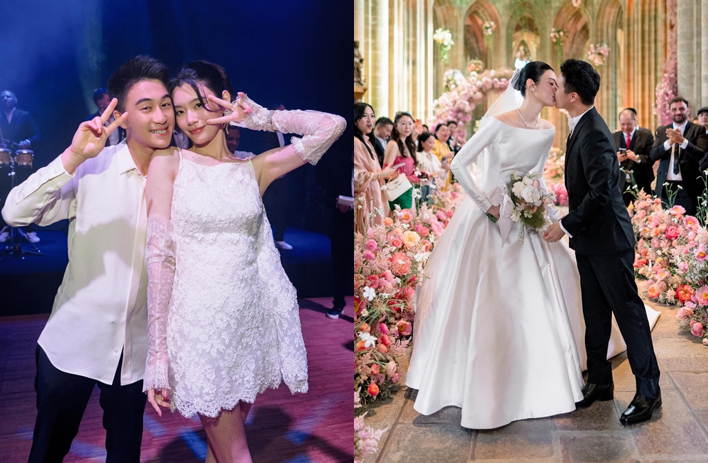 何猷君、奚梦瑶日前在法国补办婚宴。 何猷君、奚梦瑶日前在法国补办婚宴。