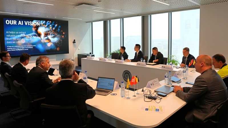 图示周一鸣(右一)及代表团与当地高级警务人员会面。 图示周一鸣(右一)及代表团与当地高级警务人员会面。
